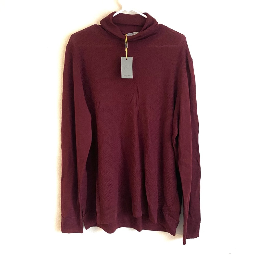 Canali 100% Wool Turtleneck Roll Neck Sweater Burgundy